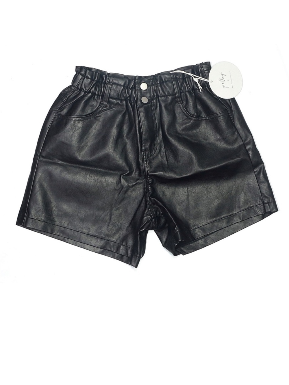 Princess Polly NWT Black Faux Leather Paperbag Shorts High Rise Size 6 - Picture 1 of 4